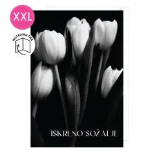 Voščilnica velika, sožalje, Iskreno sožalje, tulipani, črna