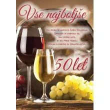 Voščilo, čestitka do roba si napolni čašo, za 50 let, bleščice/zlatotisk