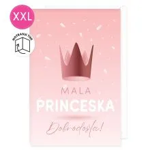 Voščilnica velika, rojstvo, Mala princeska, dobrodošla!, krona, roza