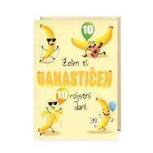 Voščilnica, otroška, 10, Želim ti banastičen rojstni dan, banane, rumena