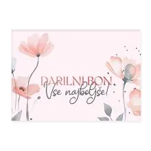 Kuverta za darilni bon, Vse najboljše, roza, rože
