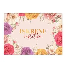 Kuverta za darilni bon, Iskrene čestitke, roza, barvne vrtnice