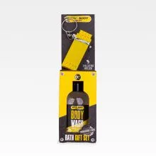 Gel za tuširanje BATH+BODY TOOLKIT, 100ml, z vonjem sandalovine in mošusa + obesek za ključe mini meter