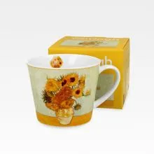 Skodelica ravna, sončnice, v darilni embalaži, "SUNFLOWERS" - V. van Gogh, 600ml, new bone, 9.5cm