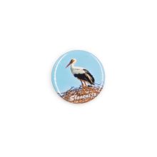 Slovenija, Magnet pleh krog SLO, štorklja, 5cm
