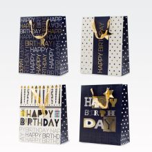 Vrečka darilna, 32x26x12 cm, Happy Birthday, sort