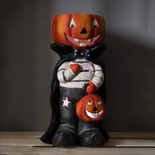 Vampir z glavo iz buče, z bleščicami, z LED lučko, polimasa, 40.5cm