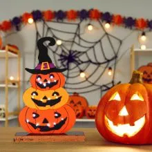 Dekoracija za halloween, iz filca na PVC podstavku, z LED lučko, 31cm, sort.