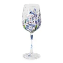 Kozarec za vino poslikan, delfinije, 23cm, v darilni embalaži