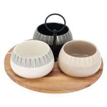 Set servirnih posodic na lesenem pladnju, 22x22x11 cm