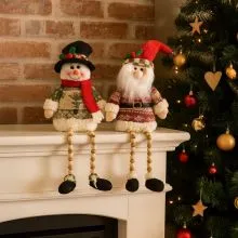 Figura božična, z nogami iz lesenih perlic, poliester, 29x16cm, sort.