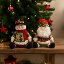 Figura božična, sedeča, poliester, 37x20cm, sort.