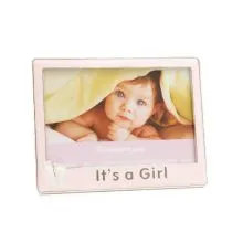 Okvir za sliko, "Its a girl", nogice, roza, za sliko 10x15cm, cinkova zlitina, 16.7x1.5x12.8cm