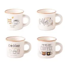 Skodelica z napisom o kavi, new bone China, 75ml, sort.