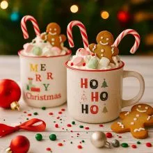 Skodelica božična, z napisom, new bone China, 370ml, 9.4x7.2x8.7cm, sort.