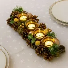 Adventni venček, podolgovat, naravni material, PVC; steklo, 46x19x9cm