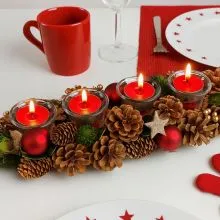 Adventni venček, podolgovat, naravni material, PVC; steklo, 46x19x9cm