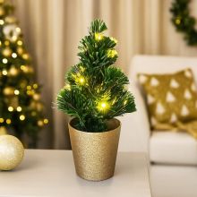 Smreka božična v lončku, z LED lučakmi, 22x22x45cm