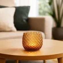 Svečnik, steklen, 10.5cm, sort.