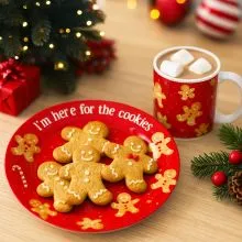 Set skodelice 325ml in krožnika 20cm, božični motiv, kamenina, sort.