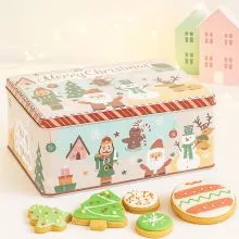 Škatla za kekse, kovinska, božični motiv, 22x16cm