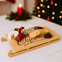 Deska servirna, božični motiv, bambus, 32x14.5x3.5cm, sort.