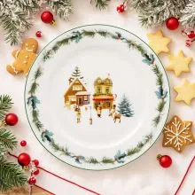 Krožnik božični motiv, CHRISTMAS VILLAGE, v darilni embalaži, new bone, 27x2cm