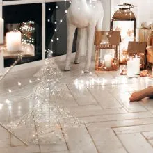 Smreka z LED lučkami, zlata, 30 LED, 40cm