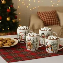 Skodelica, božični motiv, porcelan, 370ml, sort.