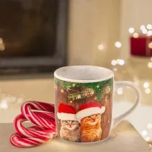 Skodelica, božični motiv - mački, keramika, 9cm