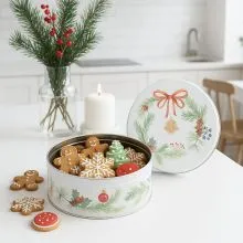 Škatla za kekse, božični motiv, kovinska, 19x8cm