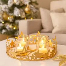 Adventni venček, kovinski, zlati, 23cm