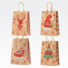 Darilna vrečka, božična, eko, 21x15x8cm, sortirano