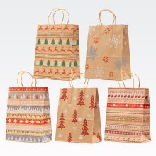 Darilna vrečka, božična, eko, 27x21x11cm, sort.