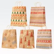 Darilna vrečka, božična, eko, 33x26x12cm, sort.