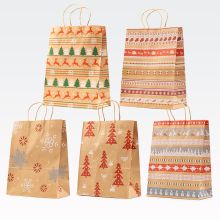 Darilna vrečka, božična, eko, 33x26x12cm, sort.