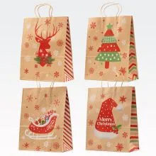 Darilna vrečka, božična, eko, 33x26x12cm, sort.