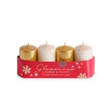 Sveča adventna, 4/1, 40x70, zlati mix