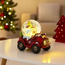 Snežna krogla, avto, božični motiv, polimasa, 6.5x7cm, sort.