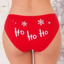 Set ženskih spodnjic, 2/1, rdeče, božični napis "HO, HO, HO/Christmas", 95% bombaž, 5% elastan, različne velikosti