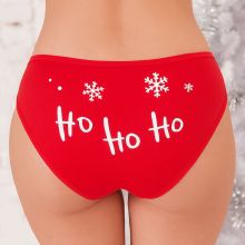 Set ženskih spodnjic, 2/1, rdeče, božični napis "HO, HO, HO/Christmas", 95% bombaž, 5% elastan, različne velikosti