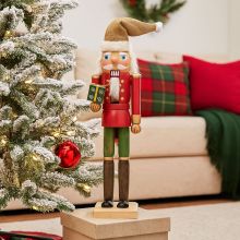 Hrestač lesen s kapo iz jute, 38cm, sort.