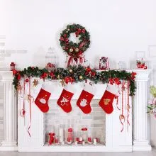 Božična nogavica, z božičnim motivom, 40cm, sort.