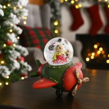 Snežna krogla, avto/letlo/vlak, z božičnim motivom, polimasa, 10cm