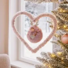 Obesek za na smreko, srce s figurico, 20cm, sort.