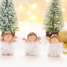 Angel, punčka v perju, s krili in zvezdo, polimasa, 4cm, sort.