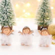 Angel, punčka v perju, s krili in zvezdo, polimasa, 4cm, sort.