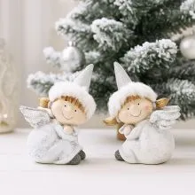 Angel, punčka sedeča s kapo, polimasa, 10cm, sort.