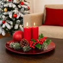 Krožnik dekorativen, rdeči, PVC, 47cm