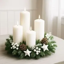 Sveče adventne, bele, 4/1, 5x7.5cm+5x9cm+5x12cm+5x15cm